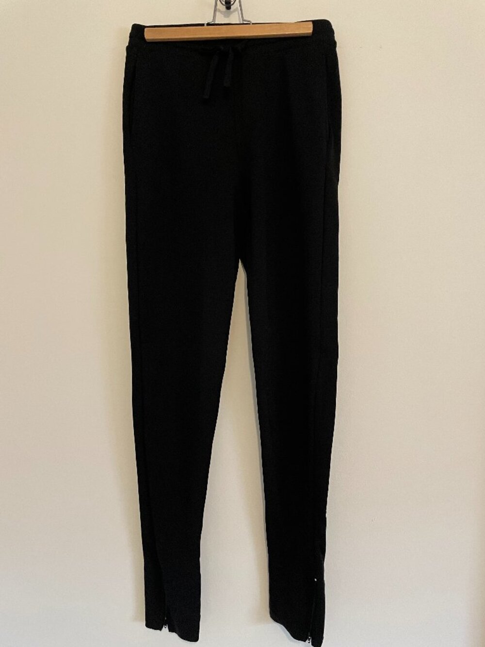 Filippa K Soft Sport Black Tailored Sweatpants | Slim Zip Ankle | S